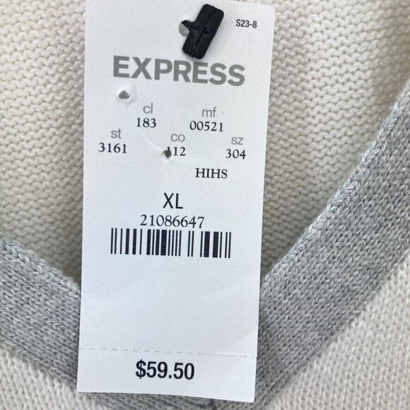 Express Design Studio Cashmere Sweater Women's XL Cream Gray Long Sleeve V Neck - Picture 5 of 14